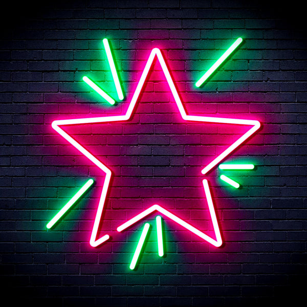 advpro-flashing-star-ultra-bright-led-neon-sign-fnu0183 - Green & Pink