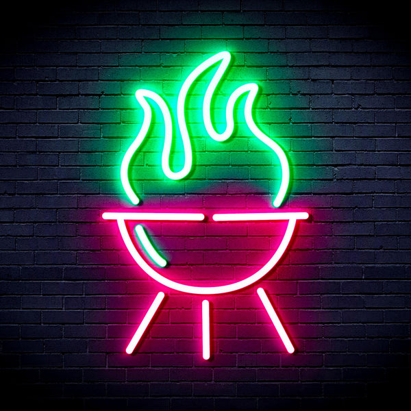 advpro-barbecue-grill-ultra-bright-led-neon-sign-fnu0186 - Green & Pink