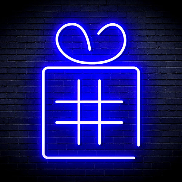 advpro-christmas-present-with-ribbon-ultra-bright-led-neon-sign-fnu0190 - Blue