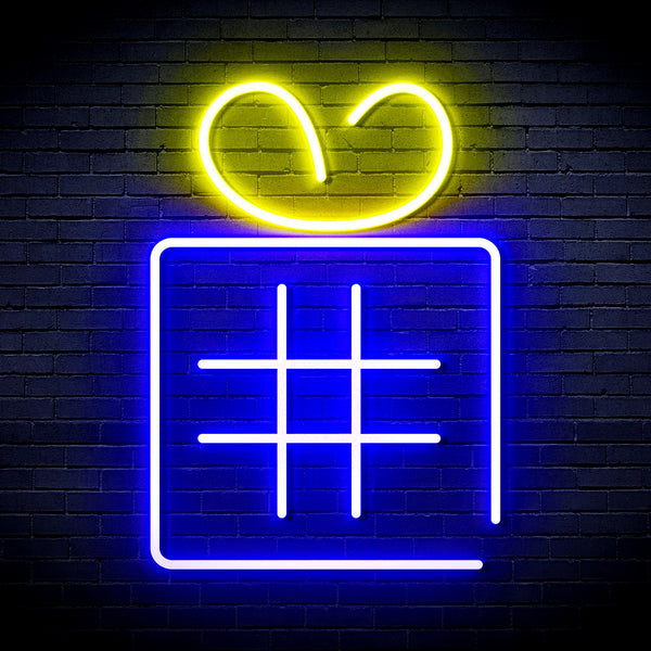 advpro-christmas-present-with-ribbon-ultra-bright-led-neon-sign-fnu0190 - Blue & Yellow