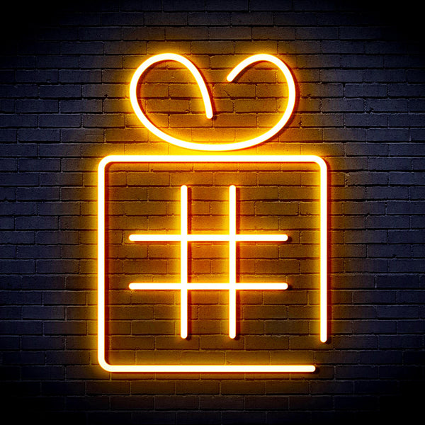 advpro-christmas-present-with-ribbon-ultra-bright-led-neon-sign-fnu0190 - Golden Yellow