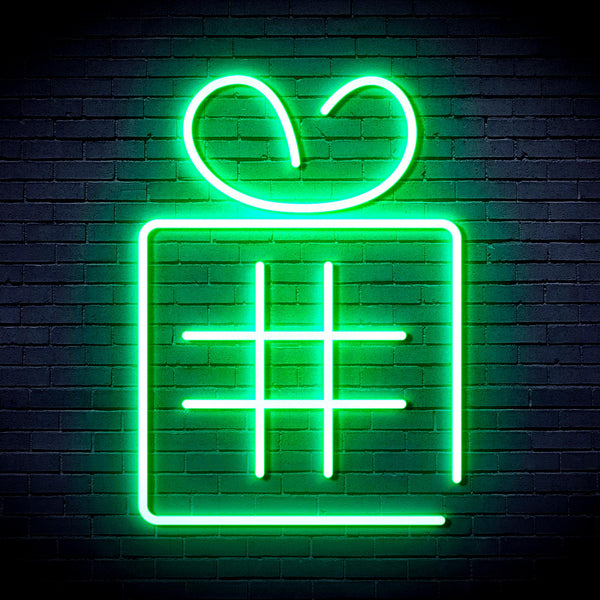 advpro-christmas-present-with-ribbon-ultra-bright-led-neon-sign-fnu0190 - Green