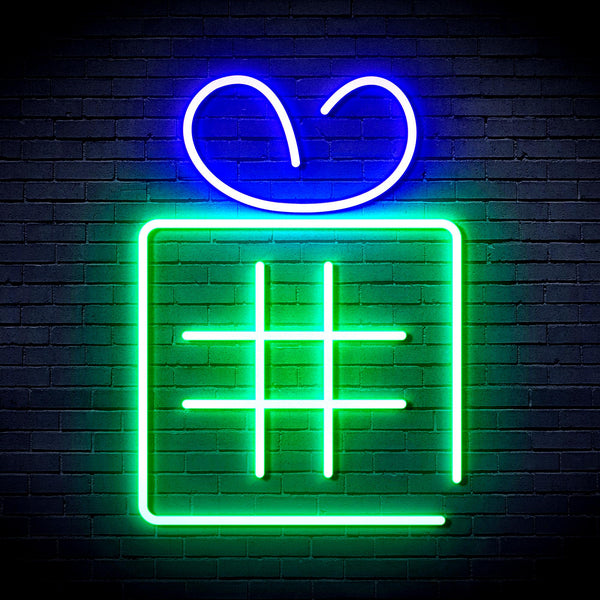 advpro-christmas-present-with-ribbon-ultra-bright-led-neon-sign-fnu0190 - Green & Blue