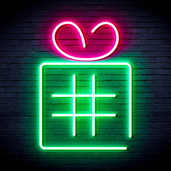 advpro-christmas-present-with-ribbon-ultra-bright-led-neon-sign-fnu0190 - Green & Pink