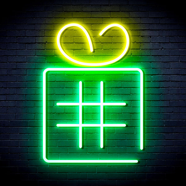 advpro-christmas-present-with-ribbon-ultra-bright-led-neon-sign-fnu0190 - Green & Yellow