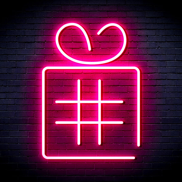 advpro-christmas-present-with-ribbon-ultra-bright-led-neon-sign-fnu0190 - Pink