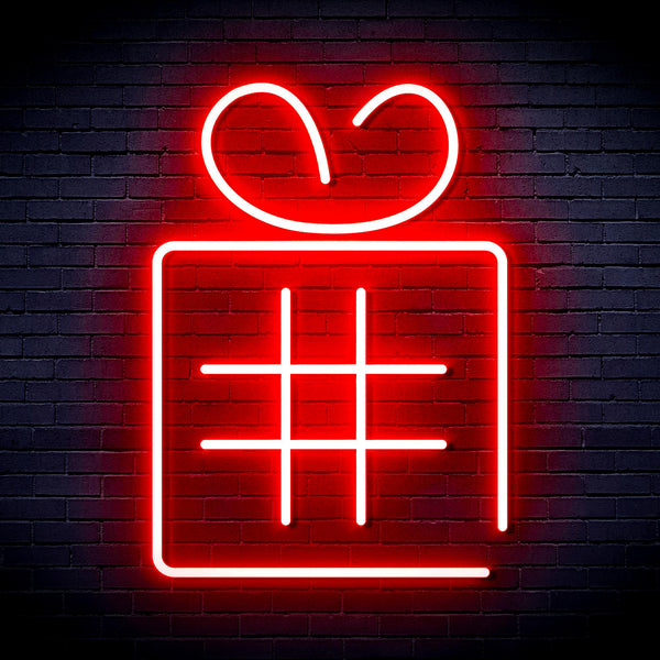 advpro-christmas-present-with-ribbon-ultra-bright-led-neon-sign-fnu0190 - Red