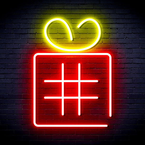 advpro-christmas-present-with-ribbon-ultra-bright-led-neon-sign-fnu0190 - Red & Yellow
