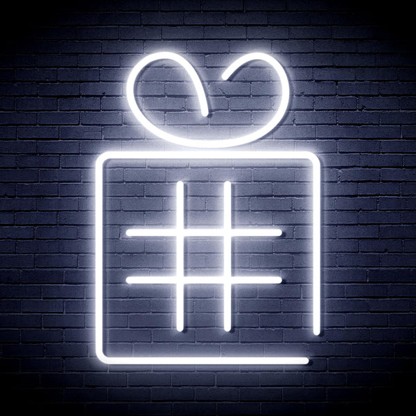 advpro-christmas-present-with-ribbon-ultra-bright-led-neon-sign-fnu0190 - White