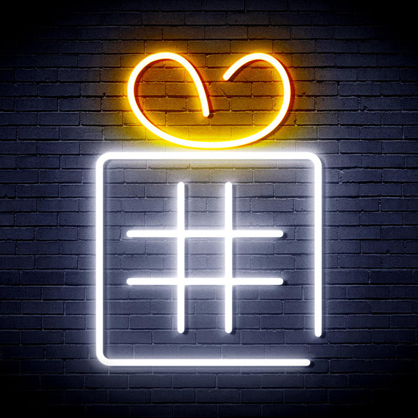 advpro-christmas-present-with-ribbon-ultra-bright-led-neon-sign-fnu0190 - White & Golden Yellow