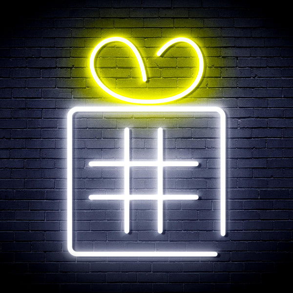advpro-christmas-present-with-ribbon-ultra-bright-led-neon-sign-fnu0190 - White & Yellow
