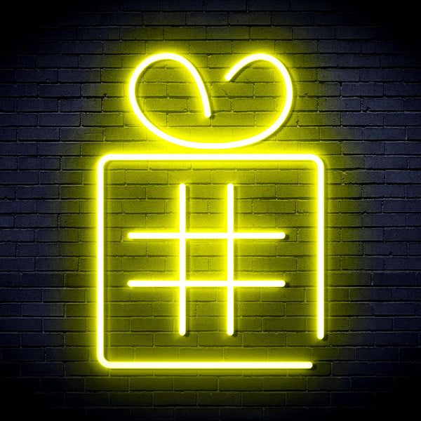 advpro-christmas-present-with-ribbon-ultra-bright-led-neon-sign-fnu0190 - Yellow