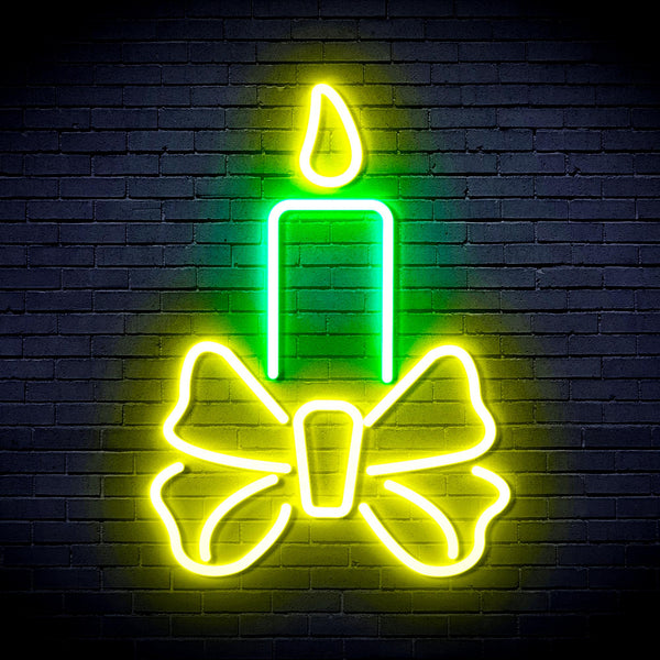 advpro-candle-ultra-bright-led-neon-sign-fnu0196 - Green & Yellow