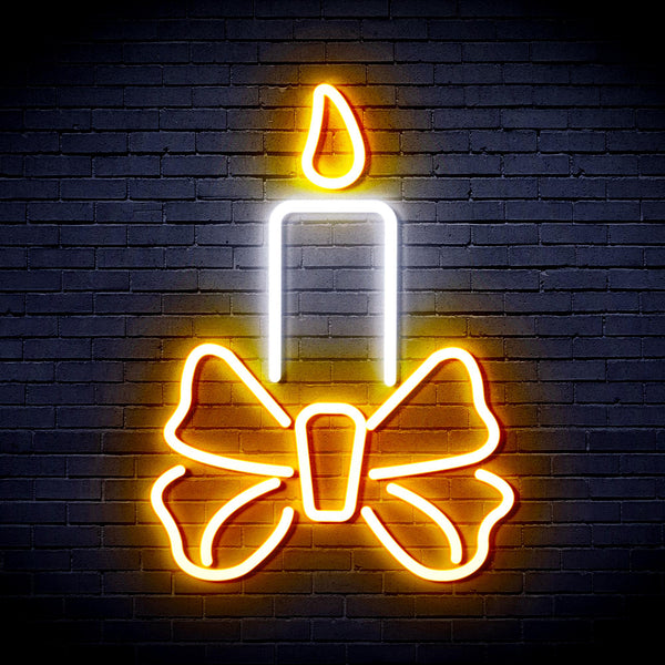 advpro-candle-ultra-bright-led-neon-sign-fnu0196 - White & Golden Yellow