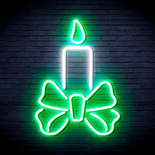 advpro-candle-ultra-bright-led-neon-sign-fnu0196 - White & Green