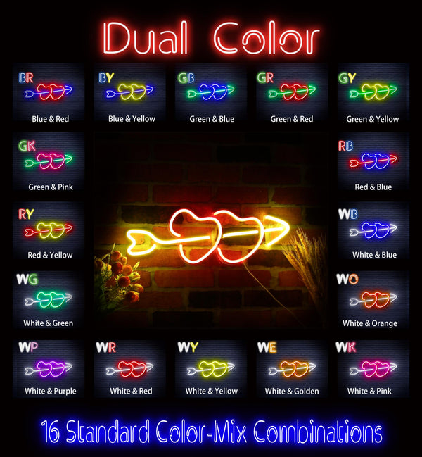 advpro-hearts-with-arrow-ultra-bright-led-neon-sign-fnu0200 - Dual-Color
