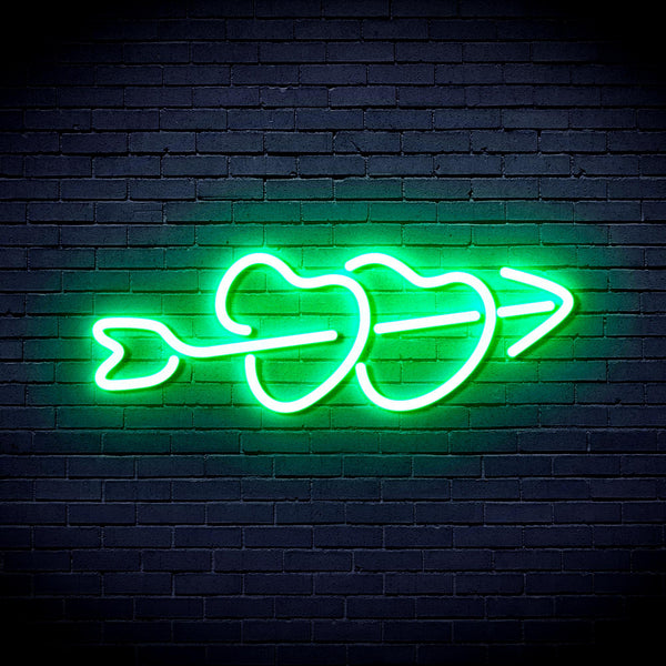 advpro-hearts-with-arrow-ultra-bright-led-neon-sign-fnu0200 - Green