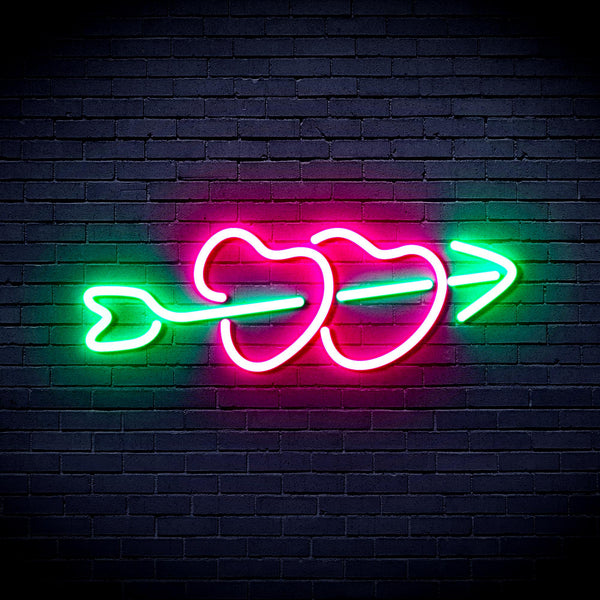 advpro-hearts-with-arrow-ultra-bright-led-neon-sign-fnu0200 - Green & Pink
