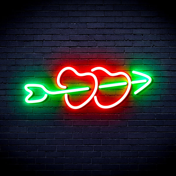 advpro-hearts-with-arrow-ultra-bright-led-neon-sign-fnu0200 - Green & Red