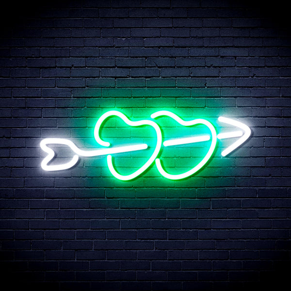 advpro-hearts-with-arrow-ultra-bright-led-neon-sign-fnu0200 - White & Green
