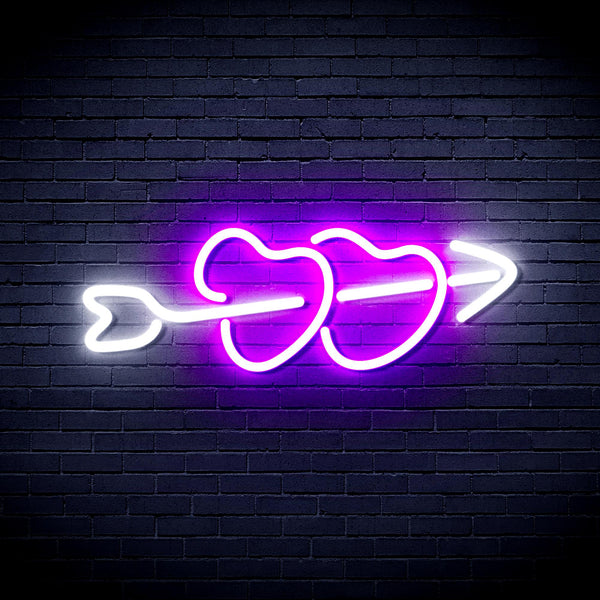 advpro-hearts-with-arrow-ultra-bright-led-neon-sign-fnu0200 - White & Purple