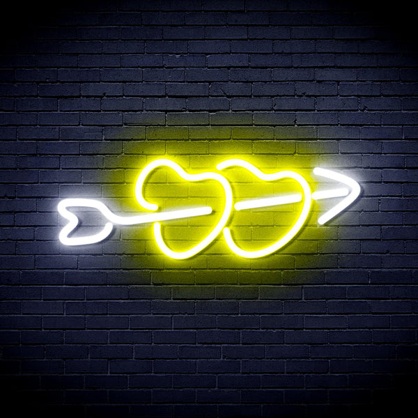 advpro-hearts-with-arrow-ultra-bright-led-neon-sign-fnu0200 - White & Yellow