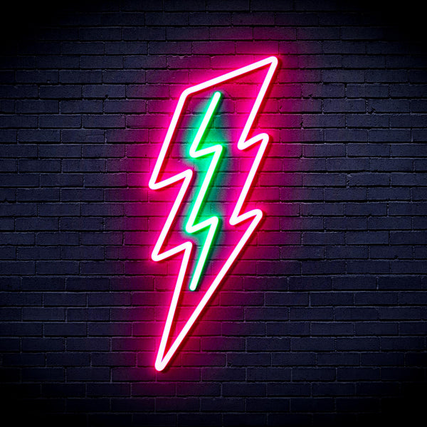 advpro-lighting-bolt-ultra-bright-led-neon-sign-fnu0206 - Green & Pink