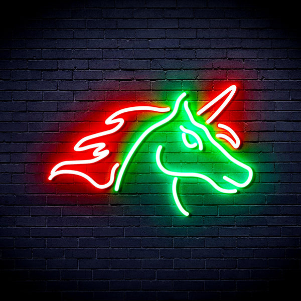 advpro-unicorn-ultra-bright-led-neon-sign-fnu0214 - Green & Red