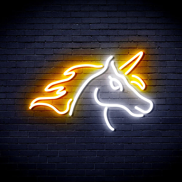 advpro-unicorn-ultra-bright-led-neon-sign-fnu0214 - White & Golden Yellow