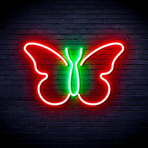 advpro-butterfly-ultra-bright-led-neon-sign-fnu0216 - Green & Red