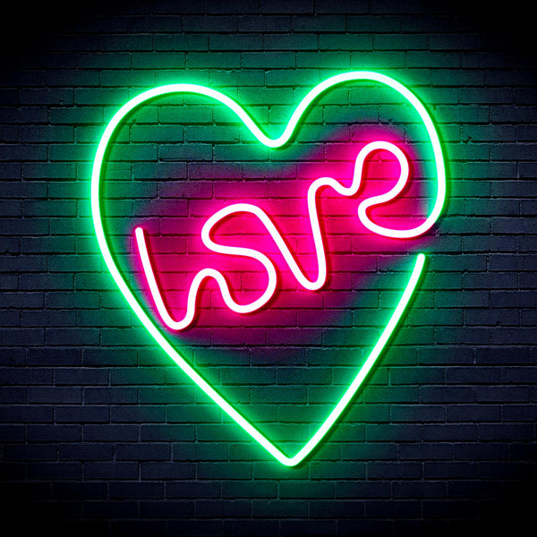 advpro-heart-with-love-ultra-bright-led-neon-sign-fnu0221 - Green & Pink
