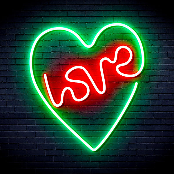 advpro-heart-with-love-ultra-bright-led-neon-sign-fnu0221 - Green & Red