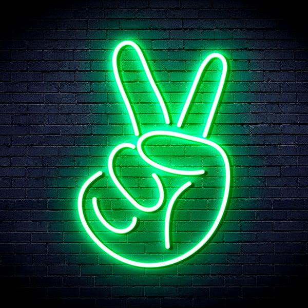 advpro-hand-showing-v-sign-ultra-bright-led-neon-sign-fnu0231 - Green