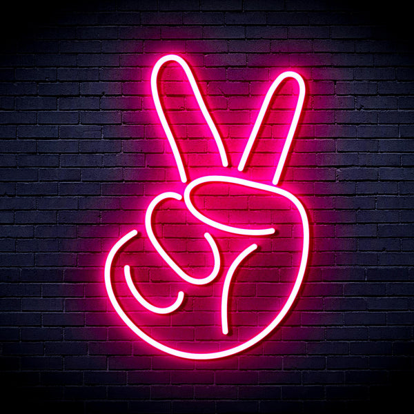 advpro-hand-showing-v-sign-ultra-bright-led-neon-sign-fnu0231 - Pink