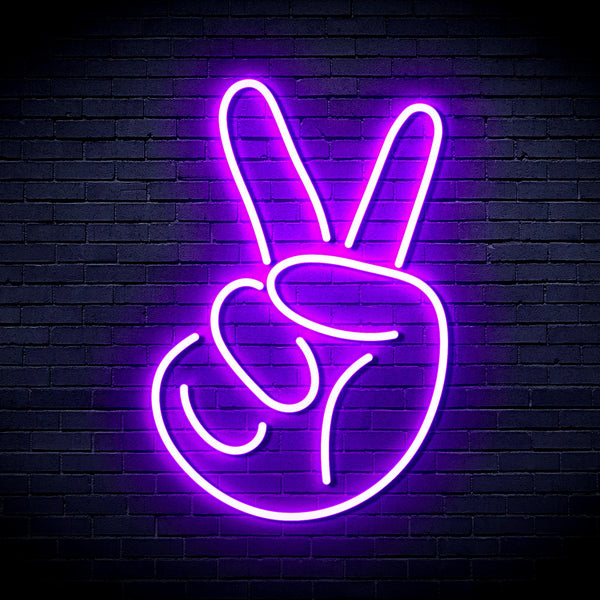 advpro-hand-showing-v-sign-ultra-bright-led-neon-sign-fnu0231 - Purple