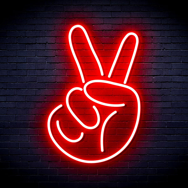 advpro-hand-showing-v-sign-ultra-bright-led-neon-sign-fnu0231 - Red