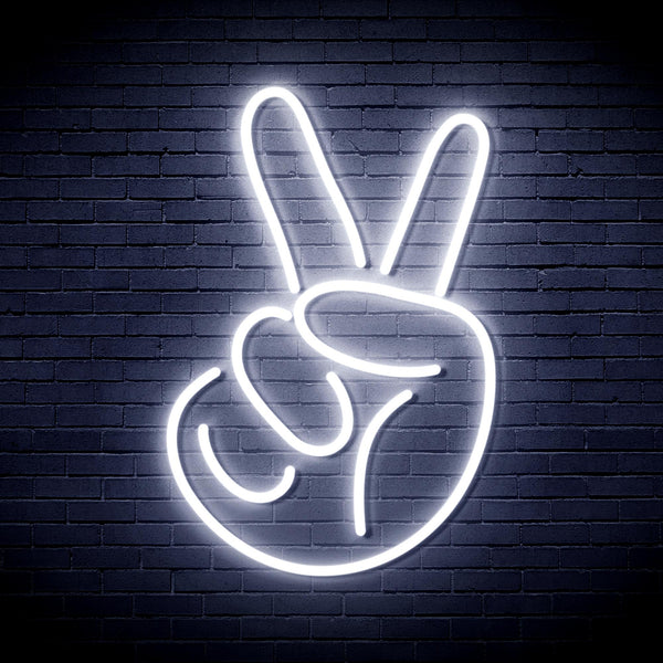 advpro-hand-showing-v-sign-ultra-bright-led-neon-sign-fnu0231 - White