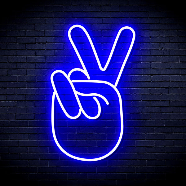 advpro-hand-show-v-sign-ultra-bright-led-neon-sign-fnu0232 - Blue