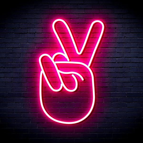 advpro-hand-show-v-sign-ultra-bright-led-neon-sign-fnu0232 - Pink