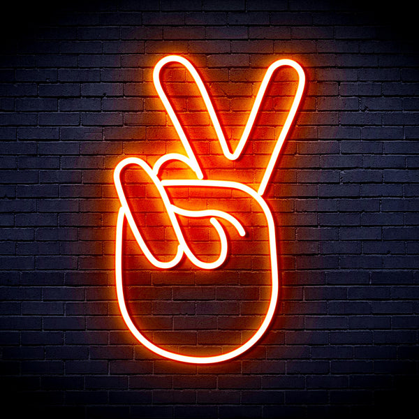 advpro-hand-show-v-sign-ultra-bright-led-neon-sign-fnu0232 - Orange