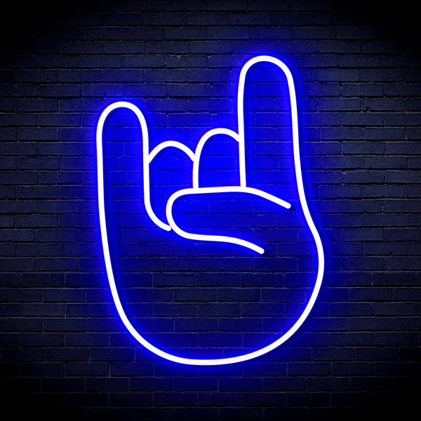 advpro-rock-on-hand-sign-ultra-bright-led-neon-sign-fnu0233 - Blue