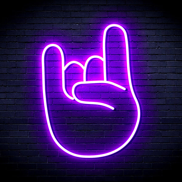 advpro-rock-on-hand-sign-ultra-bright-led-neon-sign-fnu0233 - Purple