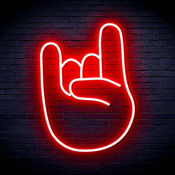 advpro-rock-on-hand-sign-ultra-bright-led-neon-sign-fnu0233 - Red