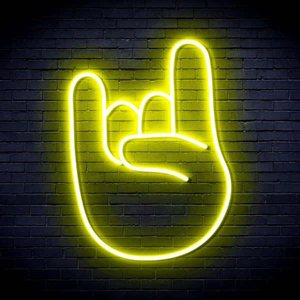 advpro-rock-on-hand-sign-ultra-bright-led-neon-sign-fnu0233 - Yellow