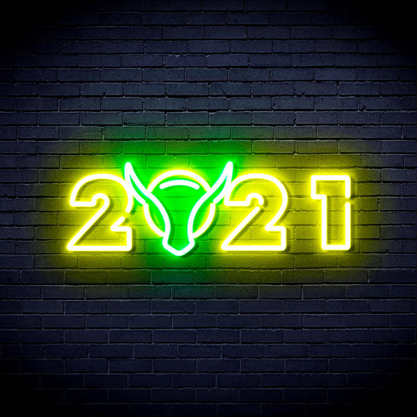 advpro-2021-with-ox-head-ultra-bright-led-neon-sign-fnu0243 - Green & Yellow