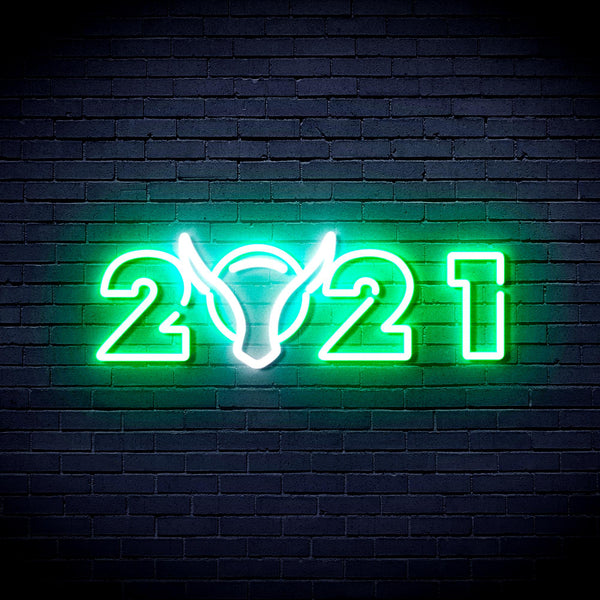 advpro-2021-with-ox-head-ultra-bright-led-neon-sign-fnu0243 - White & Green