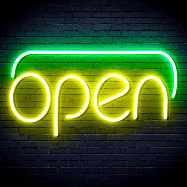 advpro-open-ultra-bright-led-neon-sign-fnu0244 - Green & Yellow