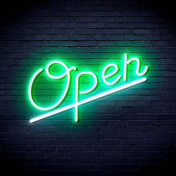 advpro-open-ultra-bright-led-neon-sign-fnu0245 - White & Green