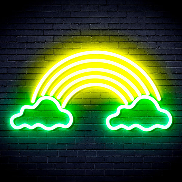 advpro-clouds-with-rainbow-ultra-bright-led-neon-sign-fnu0251 - Green & Yellow