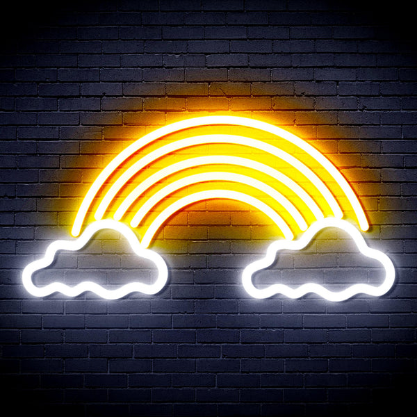 advpro-clouds-with-rainbow-ultra-bright-led-neon-sign-fnu0251 - White & Golden Yellow